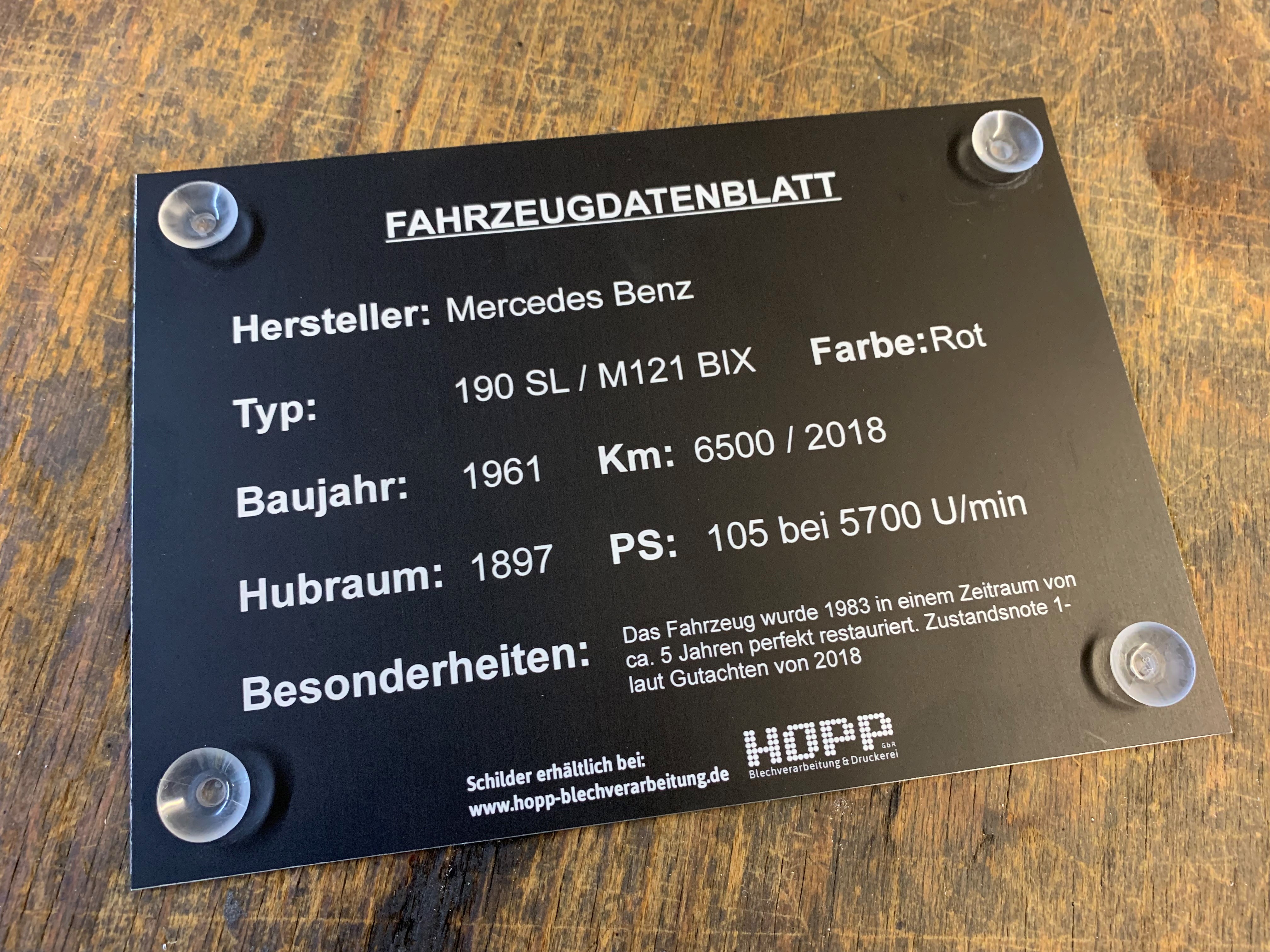 Typenschild für Oldtimer